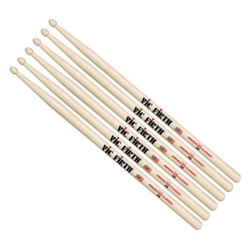 3 Pair - Vic Firth 2B Wood Tip Drumsticks