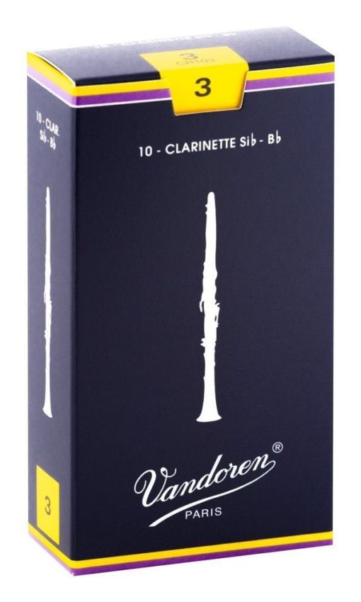 Vandoren CR103 Bb Clarinet Reeds Strength 3; Box of 10