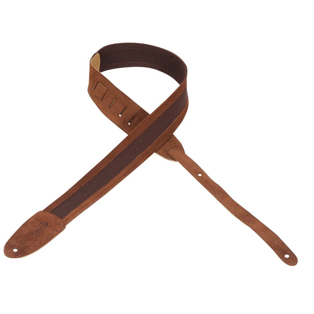 Levy’s 2″ wide brown cotton guitar strap | Mega Music Store