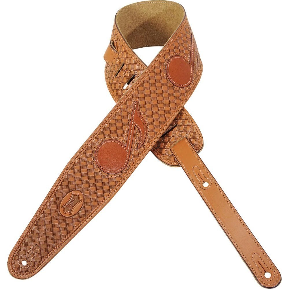 Levy’s 3″ wide tan vegtan leather guitar strap Mega Music Store