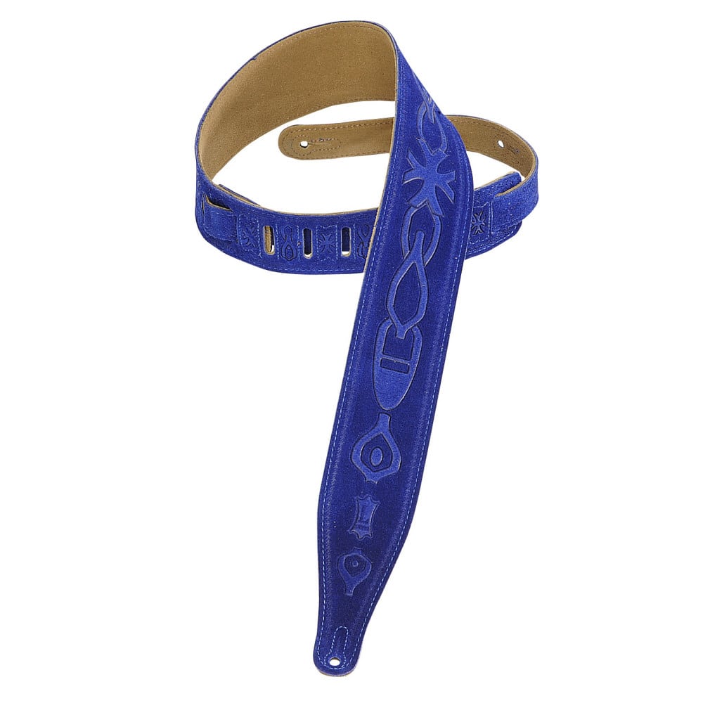 Levy’s 2 1/2″ wide royal blue suede guitar strap Mega Music Store