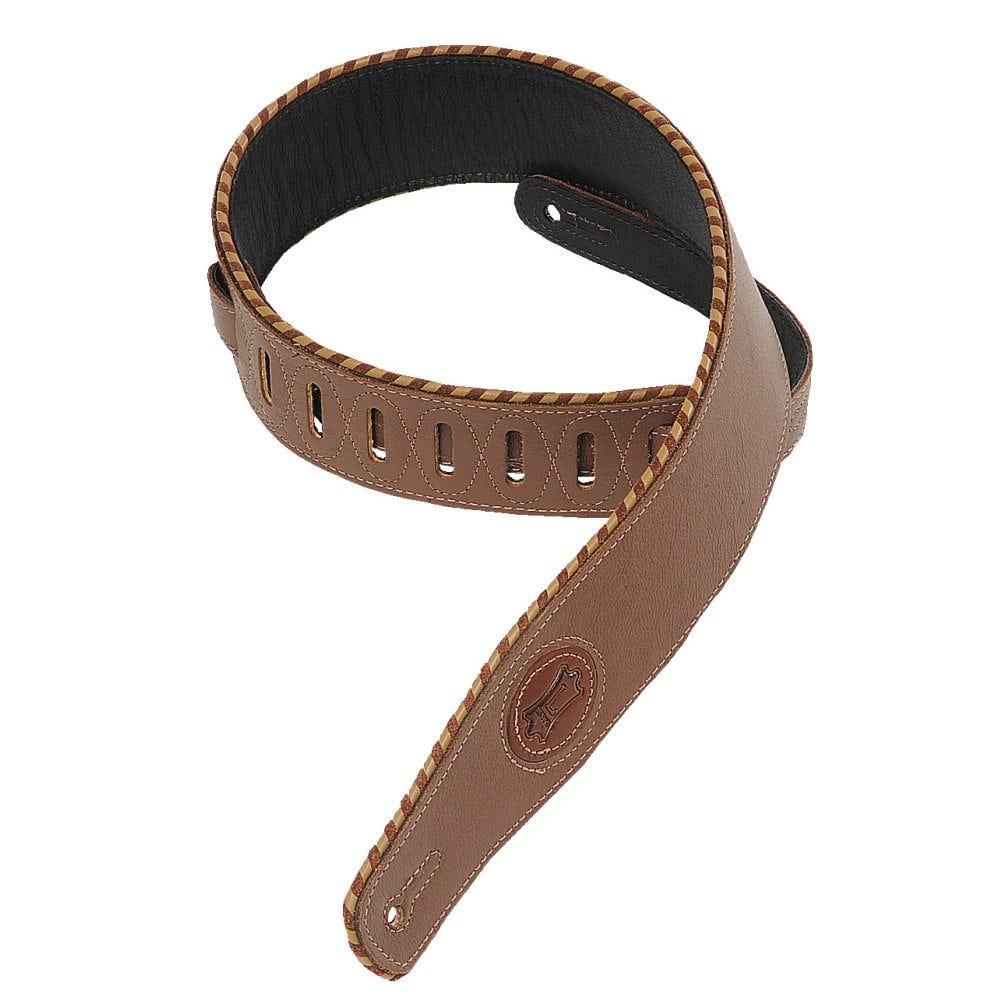 Sangle De Guitare Levy's M4GF-BRN - Cuir Rembourré Avec Dos En Suède - Largeur 3,5 Pouces - Réglable 36 à 52 Pouces - Marron