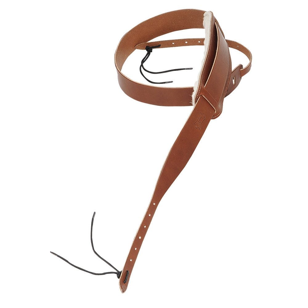 Levy's 1 3/4" wide brown veg-tan leather banjo strap.