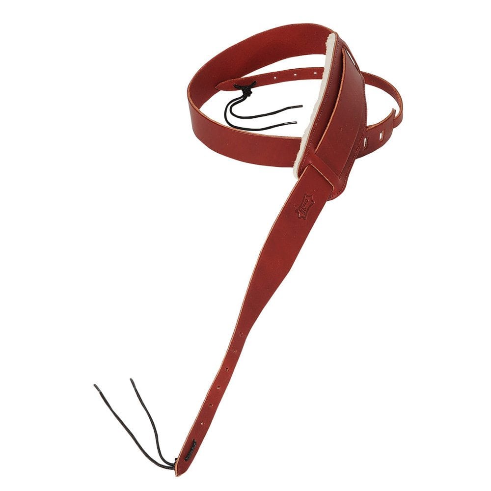 Levy's 1 3/4" wide cranberry veg-tan leather banjo strap.