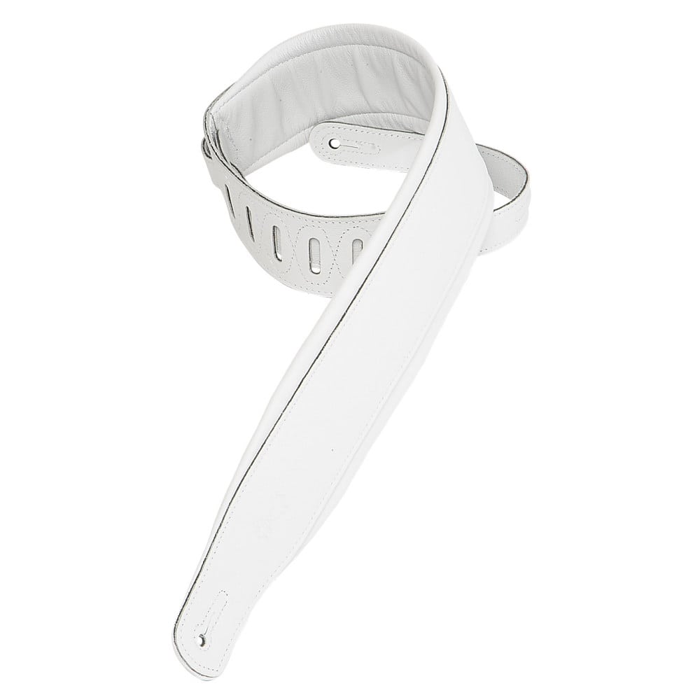 Levy’s 3″ wide white garment leather guitar strap Mega Music Store