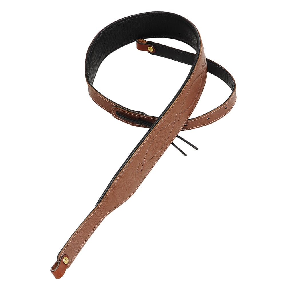 Levy’s 2″ wide brown garment leather banjo strap | Mega Music Store