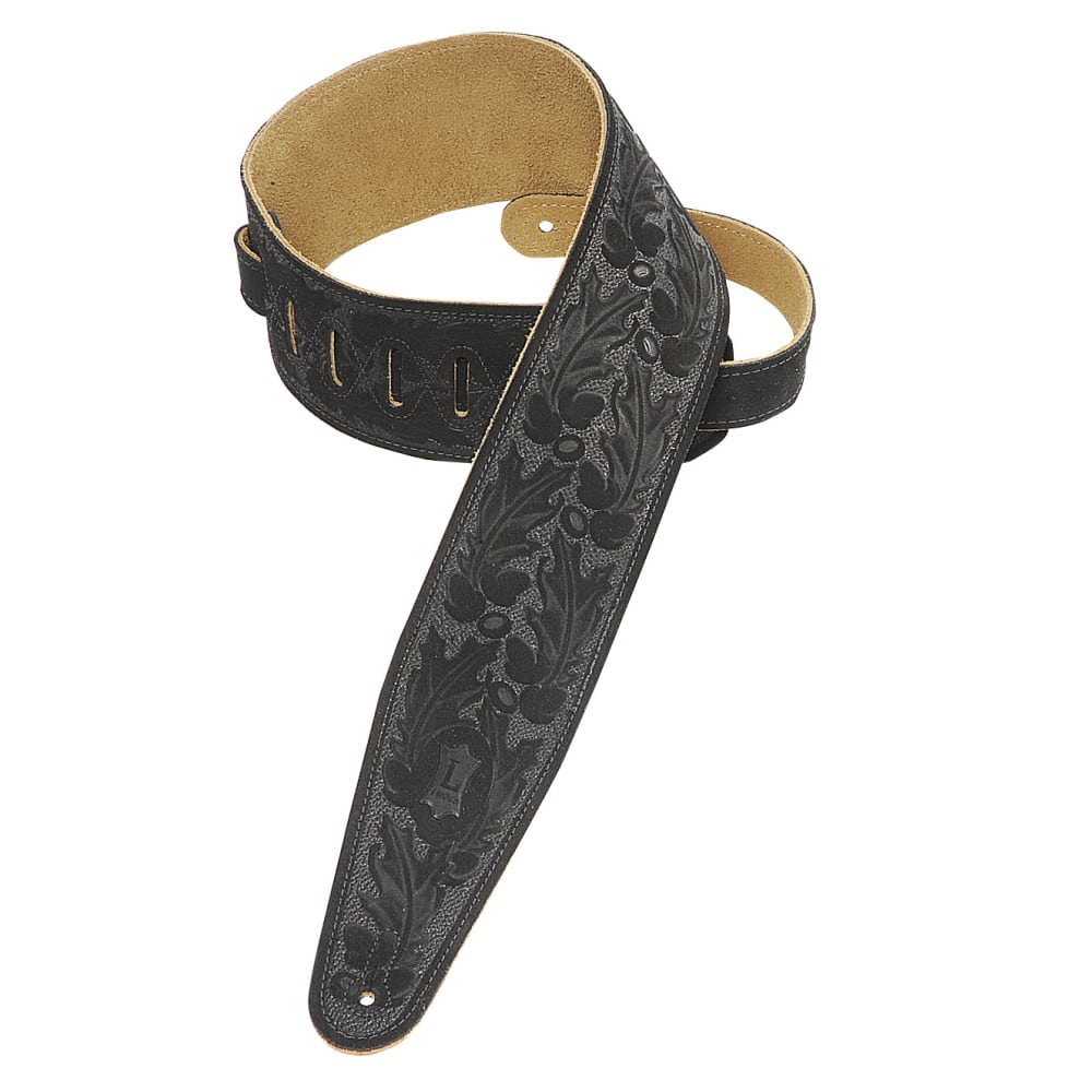 Levy’s 3″ wide black suede guitar strap Mega Music Store