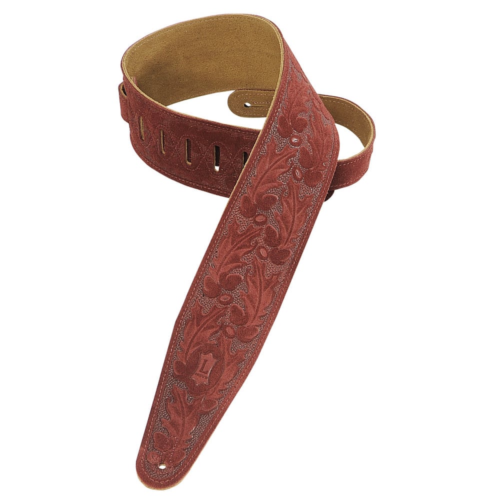Levy’s 3″ wide burgundy suede guitar strap Mega Music Store