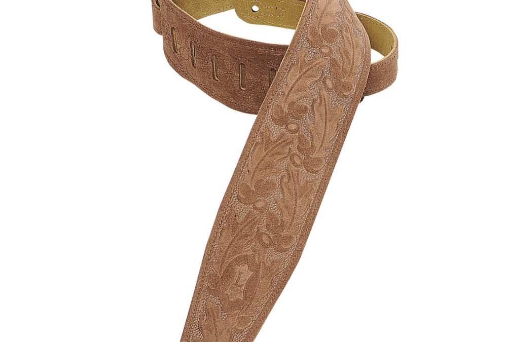 Levy’s 3″ wide brown suede guitar strap Mega Music Store