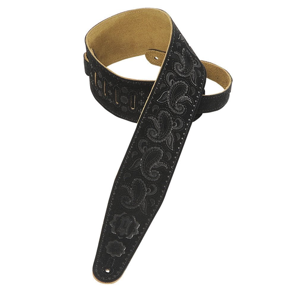 Levy’s 3″ wide black suede guitar strap Mega Music Store