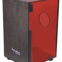 29 Series Cherry Red Acrylic Cajon - Black Makah Burl Front Plate