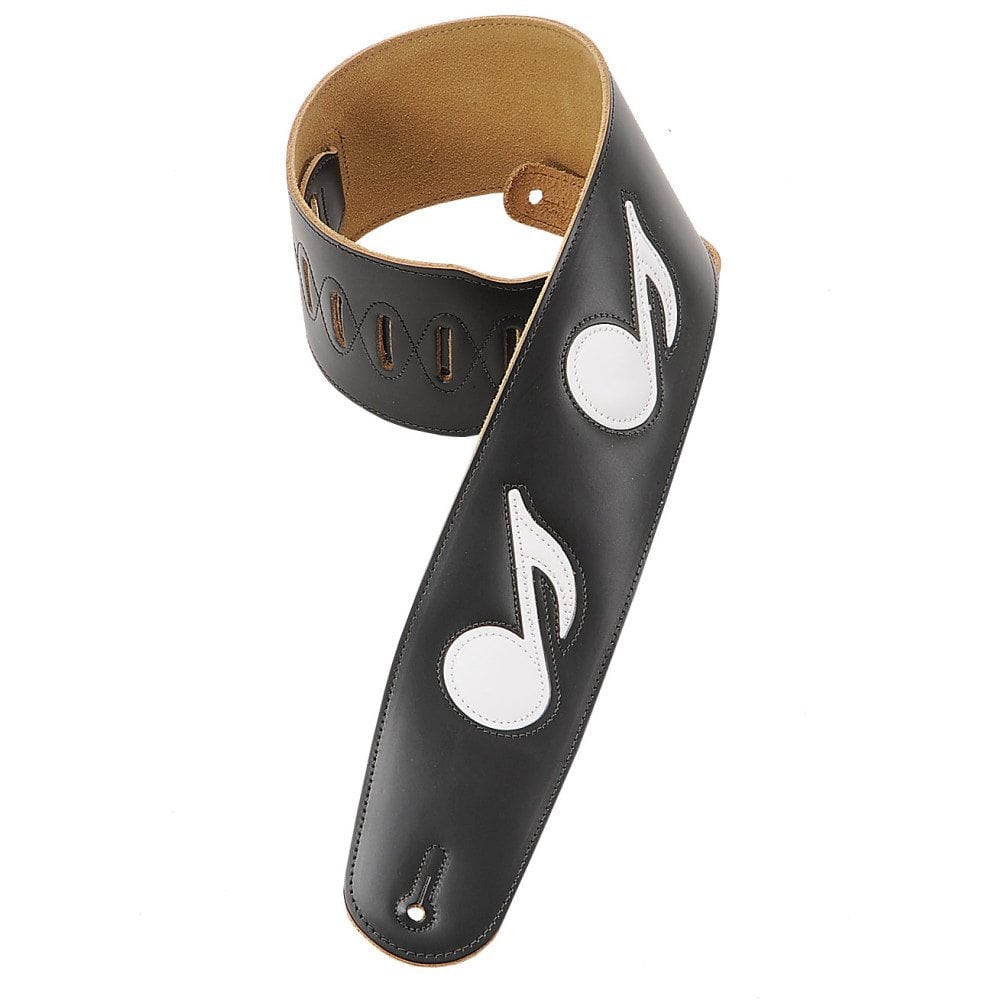 Levy's 3 1/2" wide black genuine leather bass guitar strap.
