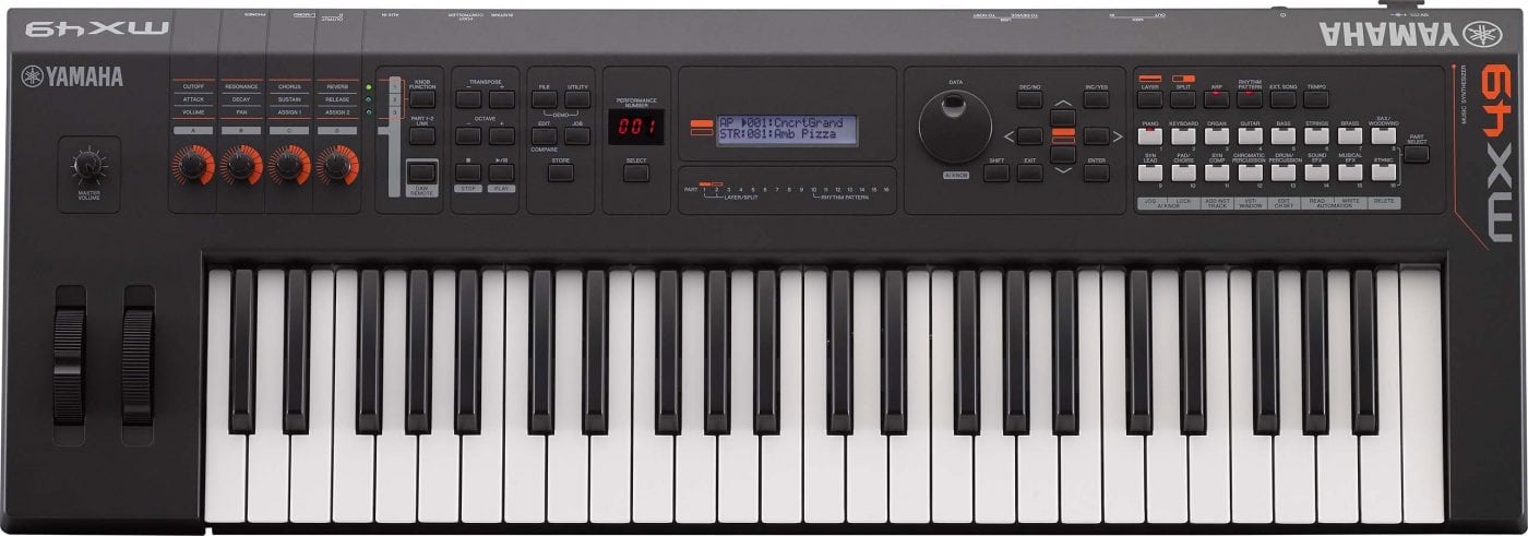 YAMAHA MX49 MUSIC SYNTHESIZER COLORS- Blue – Black | Mega Music Store