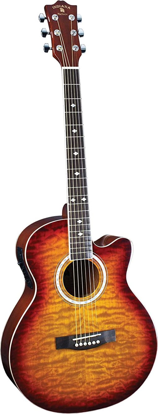 Indiana Madison Acoustic Guitar - Tiger Stripe Tobacco Burst - Image 2