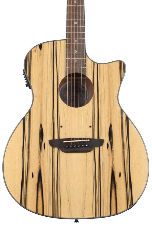 Luna Exotic Black & White Ebony A/E Guitar