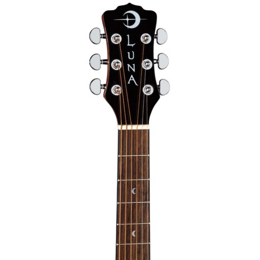 Luna Exotic Black & White Ebony A/E Guitar - Image 4