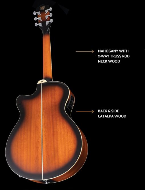 WASHBURN Festival EA15 A/E Guitar - Tobacco Burst - Image 8