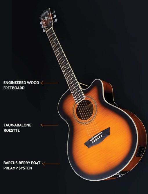 WASHBURN Festival EA15 A/E Guitar - Tobacco Burst - Image 2