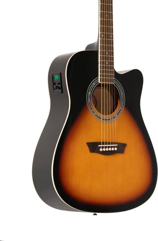 Washburn 90CE Acoustic Electric Guitar - Tobacco Sunburst - Image 3