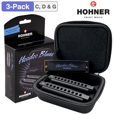 Hohner Hoodoo Blues Harmonica 3-Pack Key of C, D, G - Image 3