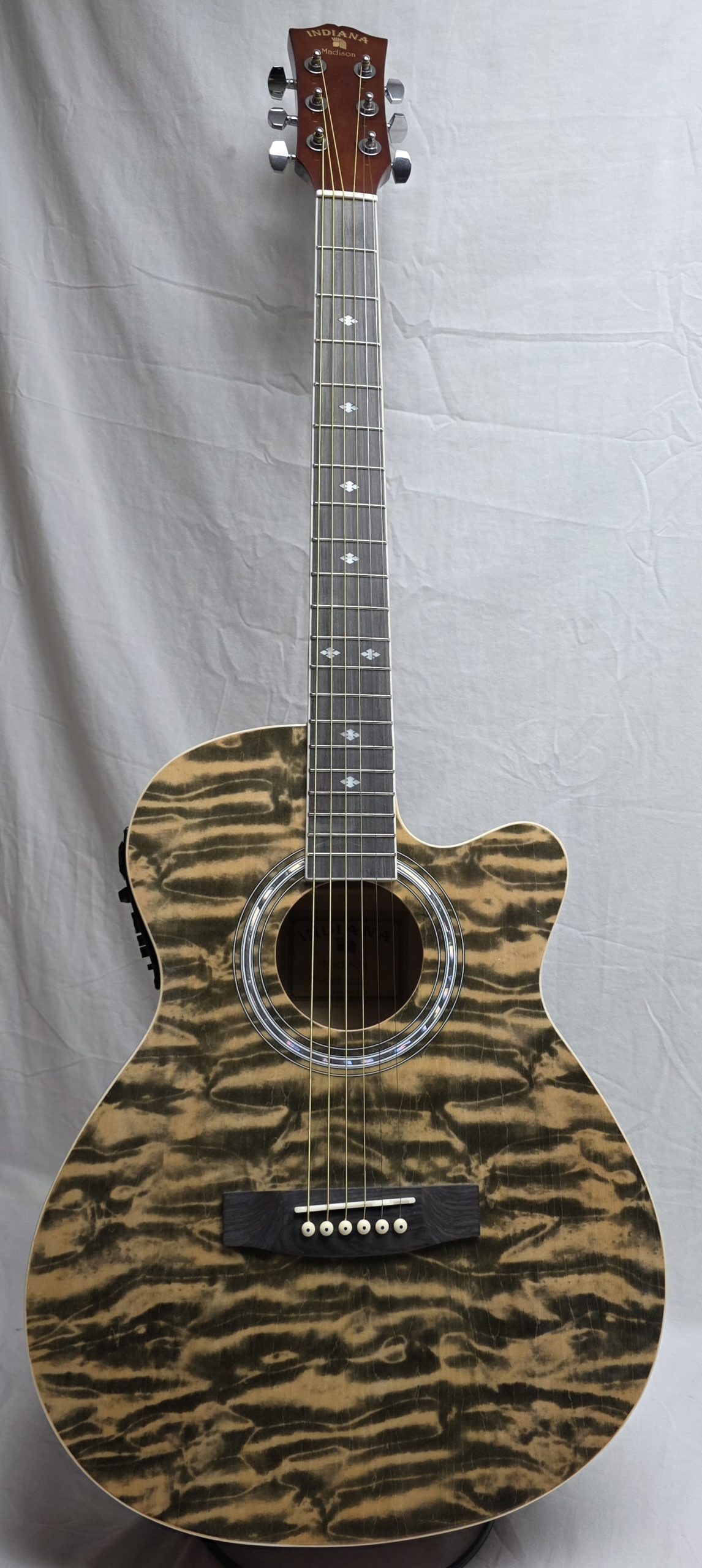 INDIANA Madison A/E Guitar - Tiger Stripe Green or Natural - Image 2