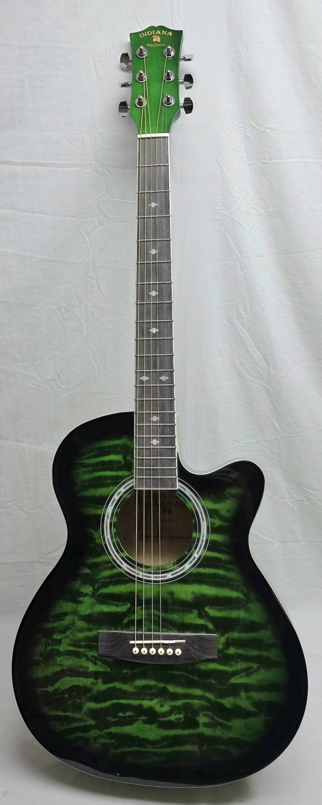 INDIANA Madison A/E Guitar - Tiger Stripe Green or Natural - Image 5